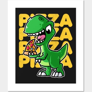 Dinosaur Tyrannosaurus Eating Pizza Lovers graphic Posters and Art